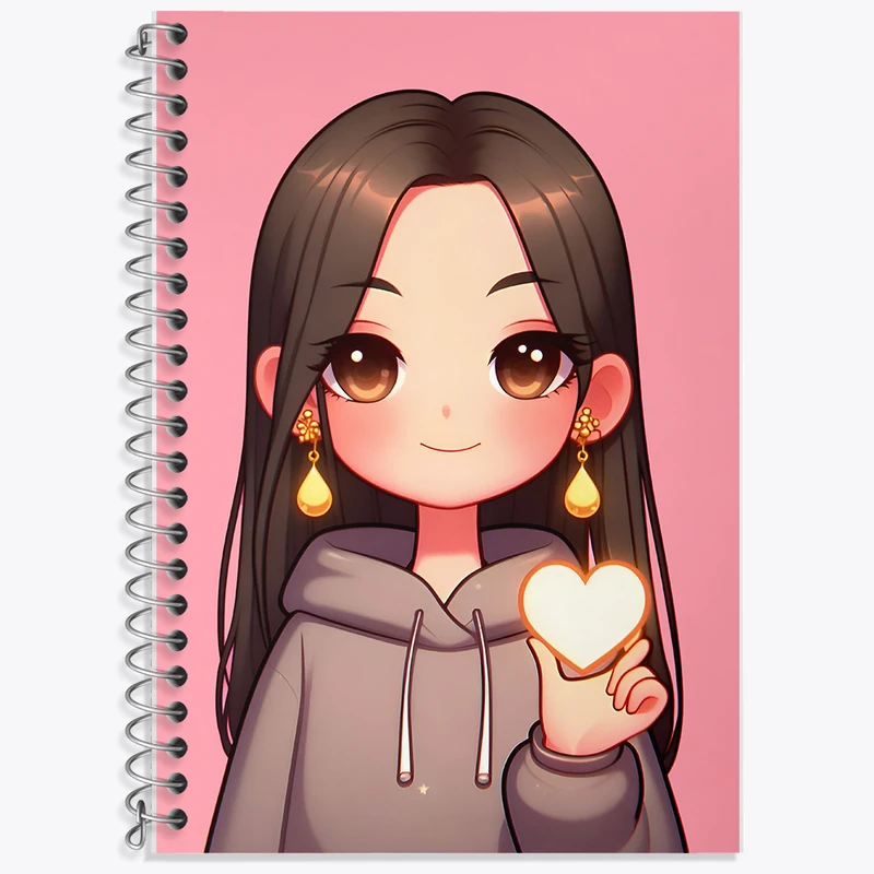 دفتر زبان 50 برگ خندالو مدل دو خط طرح دخترانه کد F8013