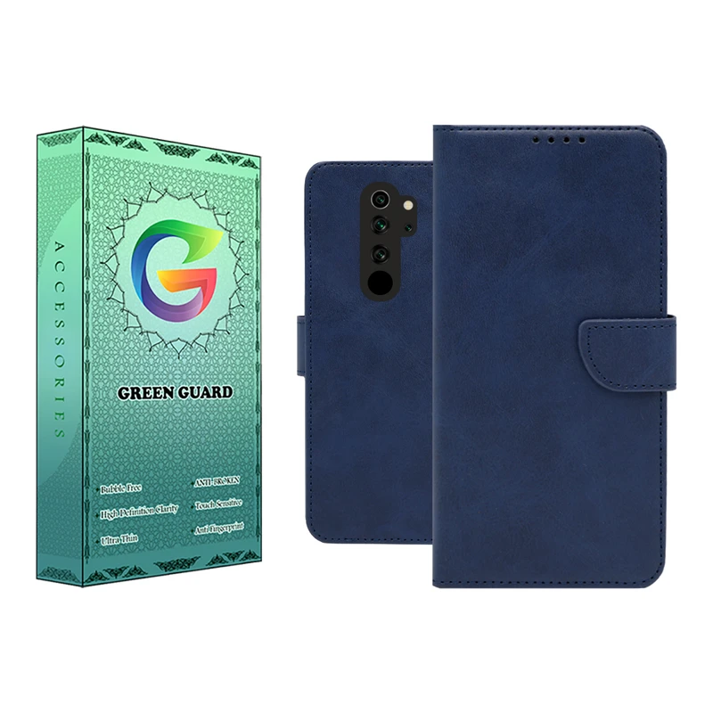 کیف کلاسوری گرین گارد مدل چرمی مگنتی کد Blue-B01 مناسب برای گوشی موبایل شیائومی Redmi Note 8 Pro
