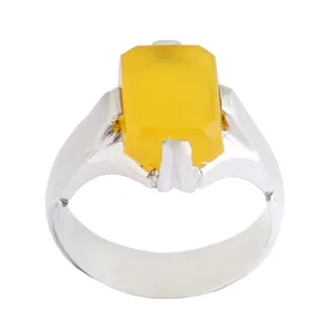 انگشتر نقره مردانه بازرگانی میلادی مدل عقیق زرد شرف الشمس کد AM_2649