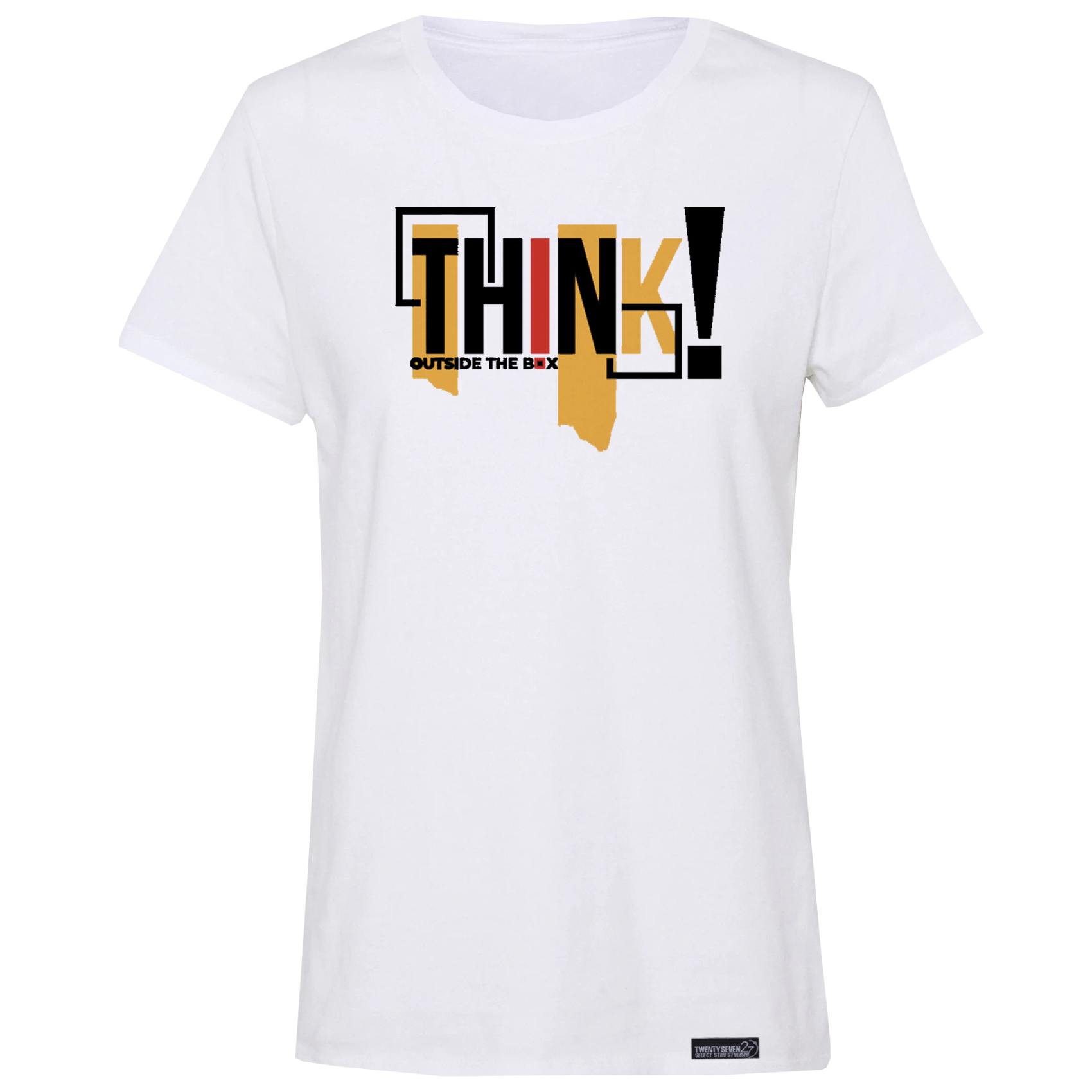 تی شرت آستین کوتاه زنانه 27 مدل Think کد KV153 رنگ سفید