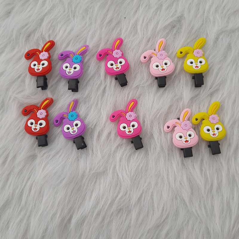 گیره مو دخترانه مدل انبری طرح خرگوش مجموعه 10 عددی