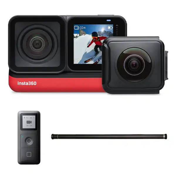 دوربین فیلم برداری اینستا 360 مدل one r twin edition به همراه منوپاد نامرئی و gps