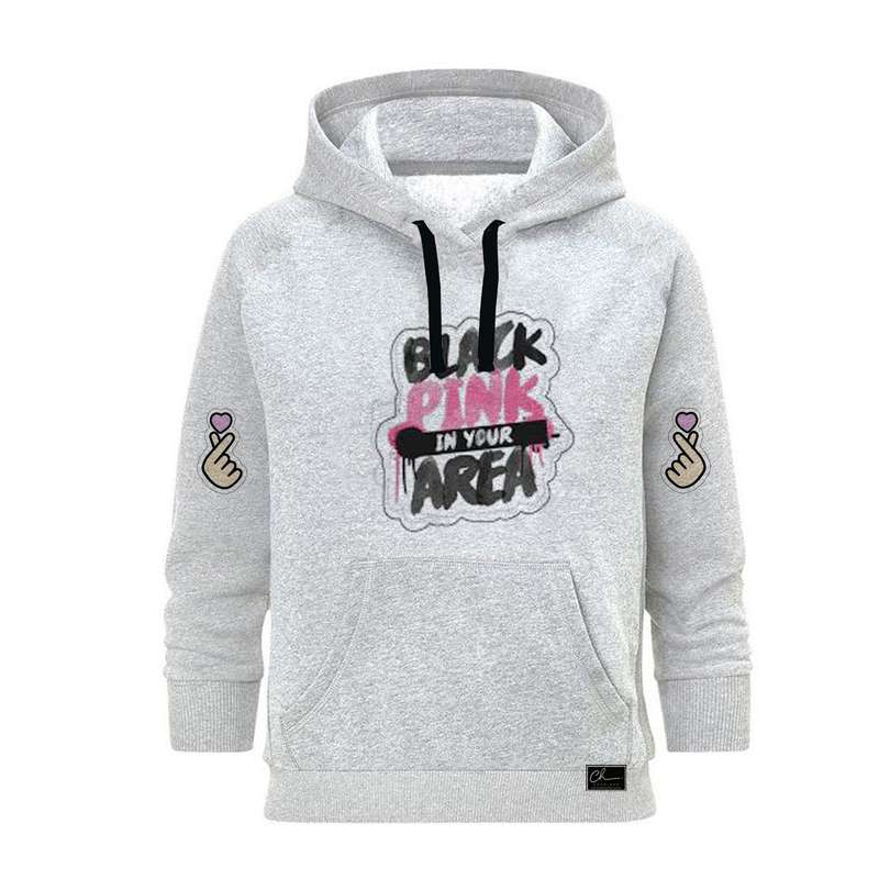 هودی زنانه مدل BLACK PINK کد B113 رنگ طوسی