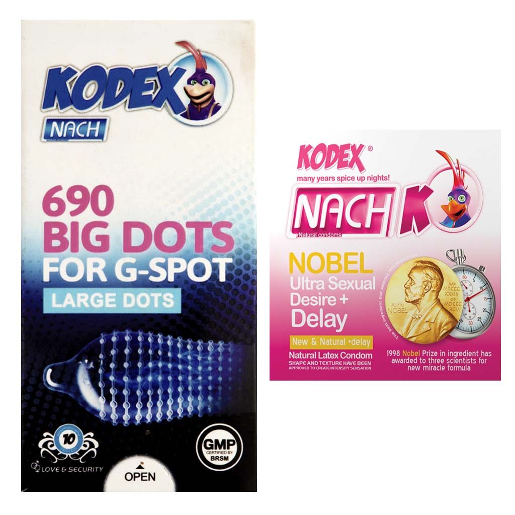 کاندوم ناچ کدکس مدل 690 Big Dots بسته 12 عددی به همراه کاندوم مدل Nobel Desire+Delay بسته 3 عددی -  - 1