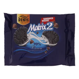 بیسکویت کاکائویی با کرم وانیلی بنیس - 80 گرم