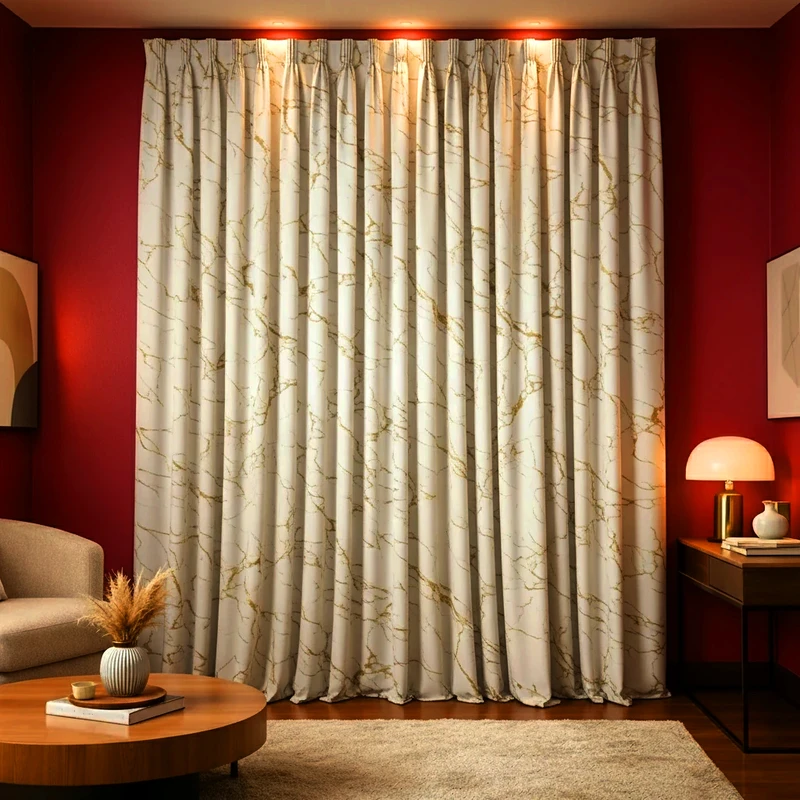 پرده تیکو دکو مدل دوخت ساده مخمل هازان طلاکوب سوپر گلد  سایز 280 × 300 سانتی‌متر