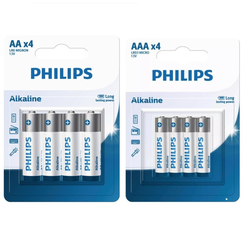 باتری قلمی و نیم قلمی فیلیپس مدل آلکالاین Alkalaine بسته هشت عددی