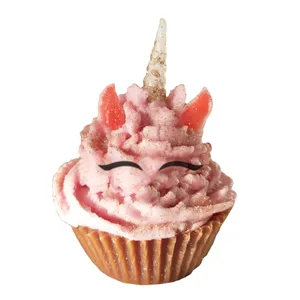 شمع دست ساز مدل كاپ كيك تك شاخ unicorn