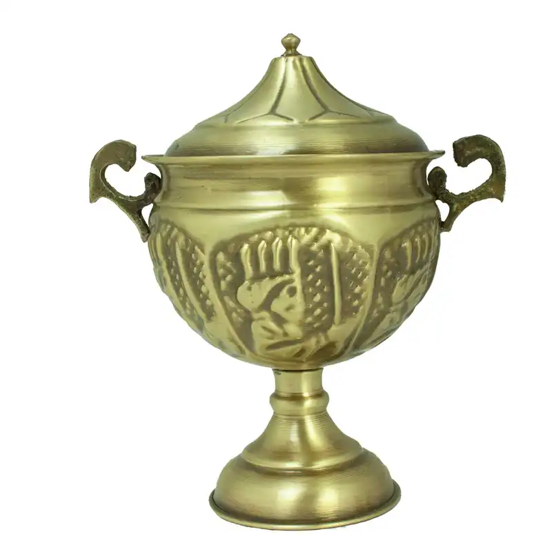 سرویس سماور ذغالی 20 پارچه برنجی مدل سیاه قلم