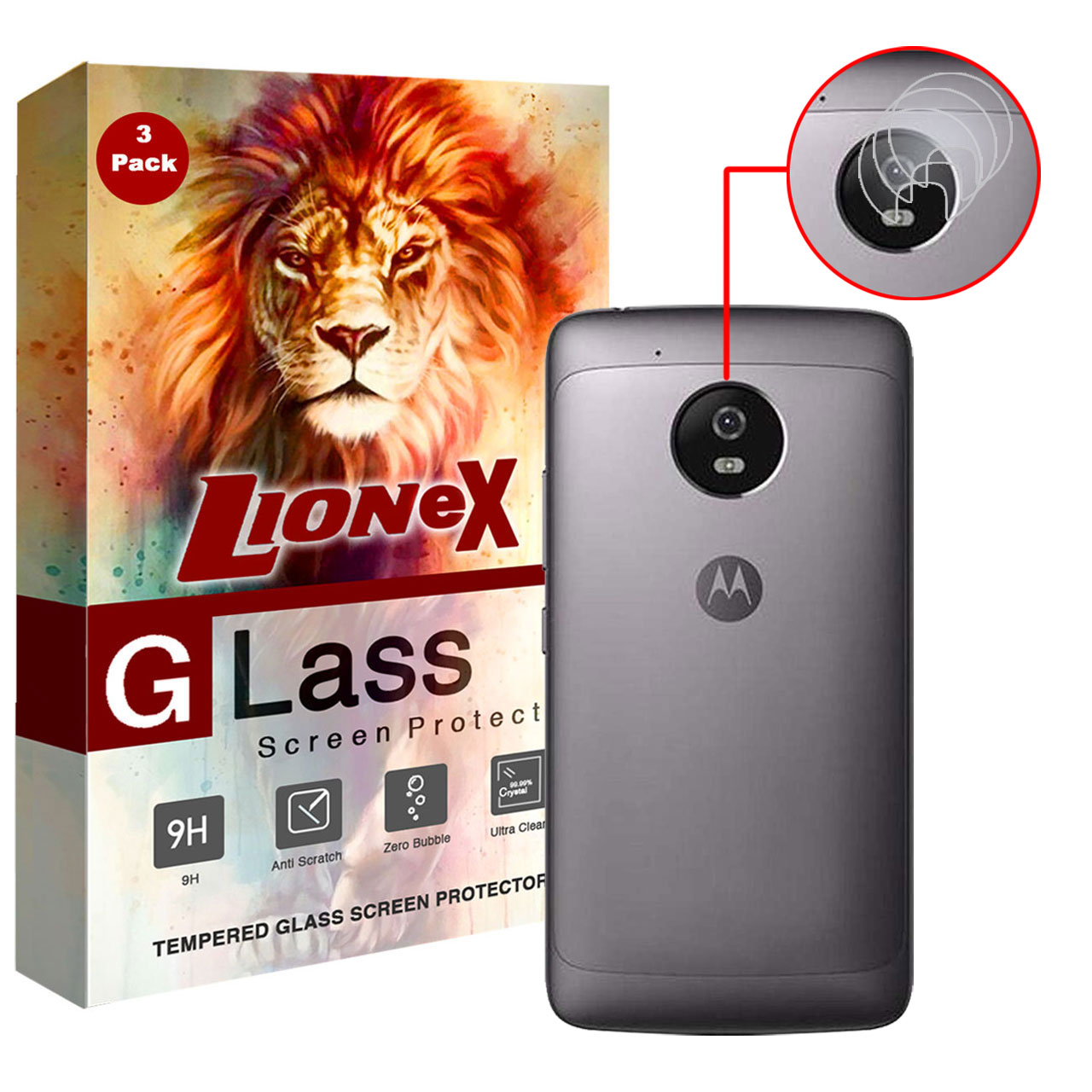 محافظ لنز دوربین لایونکس مدل UTFS مناسب برای گوشی موبایل موتورولا Moto G5 بسته سه عددی