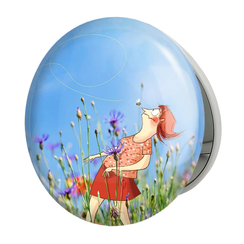 آینه جیبی خندالو طرح دشت گل مدل تاشو کد 5420 