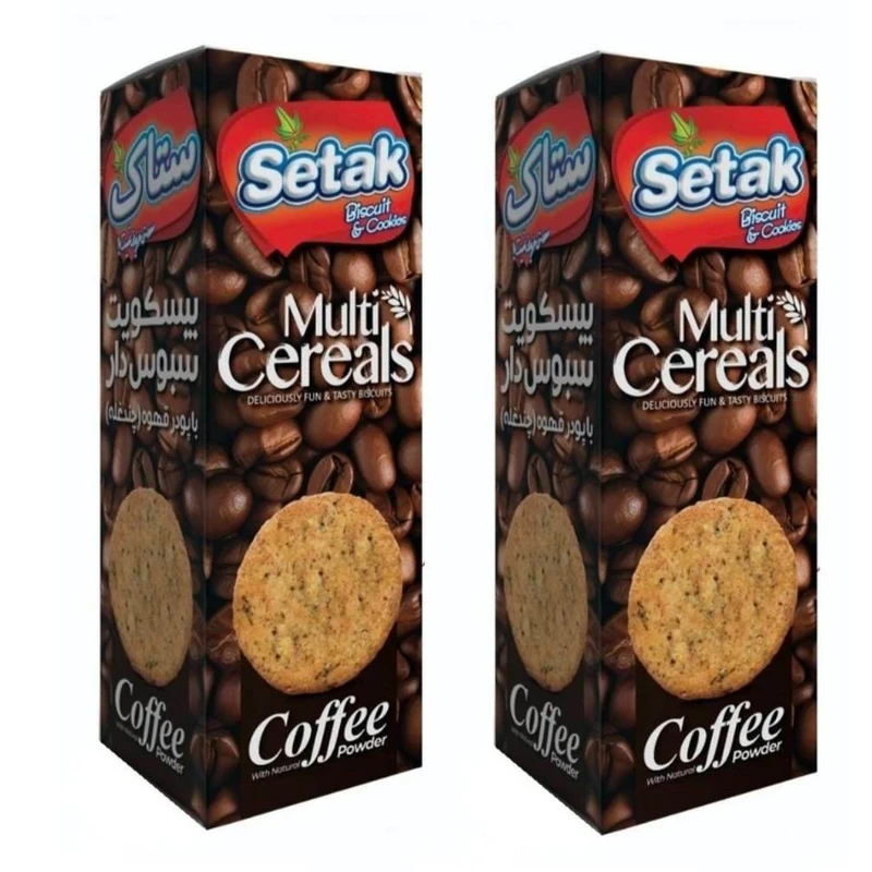 بیسکوییت سبوس دار چند غله قهوه ستاک - 300 گرم بسته 2 عددی