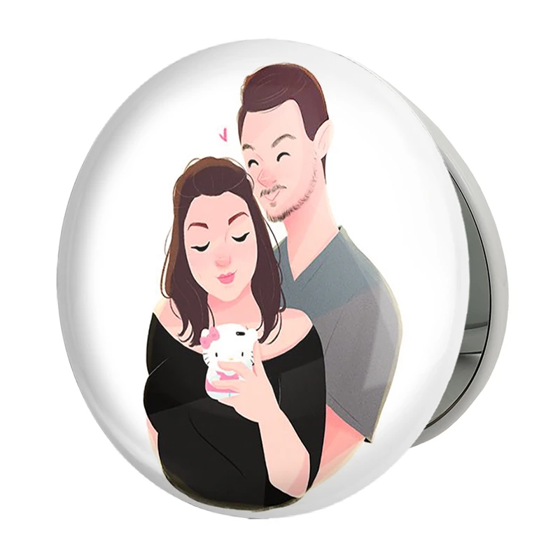 آینه جیبی خندالو طرح عاشقانه مدل تاشو کد 1876 