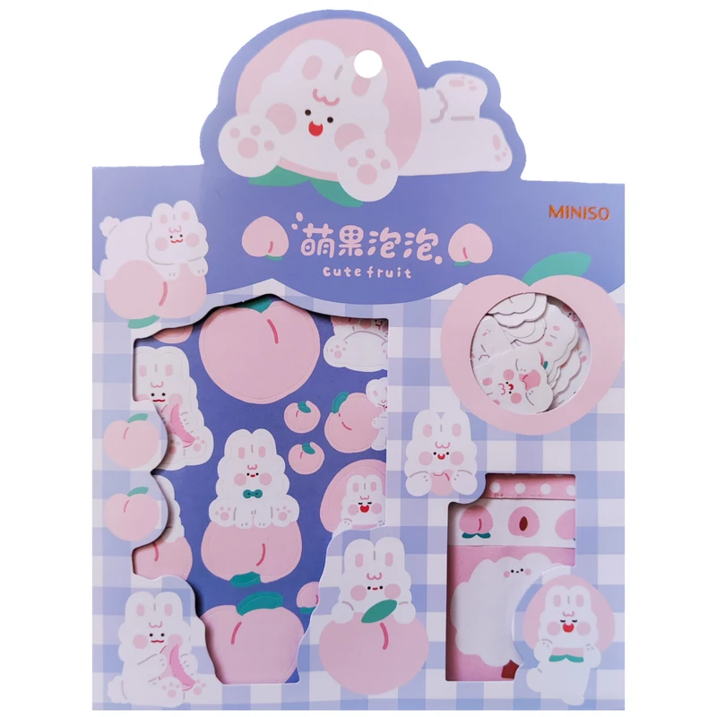 برچسب مینیسو مدل Cute Fruit کد 55433 به همراه کاغذ یادداشت مجموعه 55 عددی