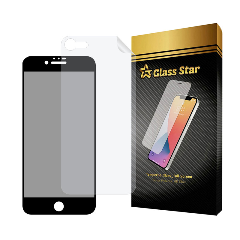 محافظ صفحه نمایش حریم شخصی گلس استار مدل FULLPRIVNANOS مناسب برای گوشی موبایل اپل iPhone 7 / 8 / SE 2020 / SE 2022 به همراه محافظ پشت گوشی