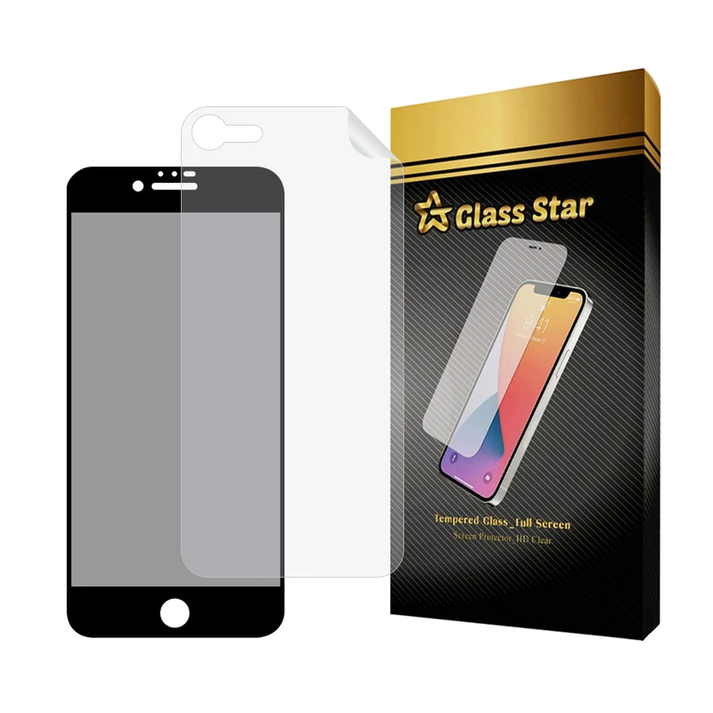 محافظ صفحه نمایش حریم شخصی گلس استار مدل FULLPRIVNANOS مناسب برای گوشی موبایل اپل iPhone 7 / 8 / SE 2020 / SE 2022 به همراه محافظ پشت گوشی