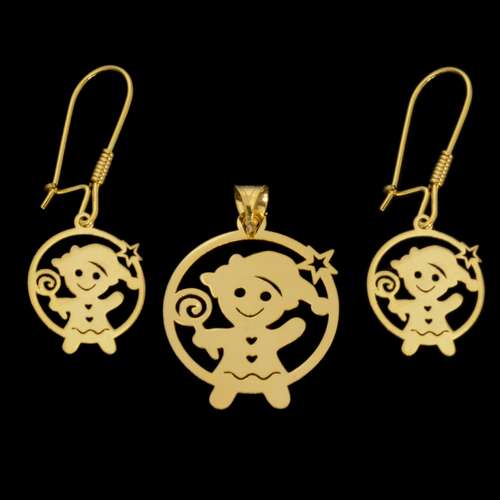 نیم ست طلا 18 عیار دخترانه طلای مستجابی مدل عروسکی کد 67117