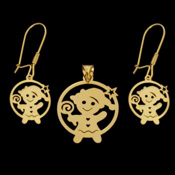 نیم ست طلا 18 عیار دخترانه طلای مستجابی مدل عروسکی کد 67117