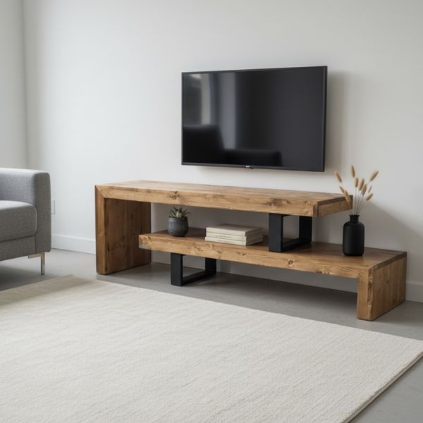 میز تلویزیون دیواری مدل پازلی  مناسب برای تلویزیون تا 52 اینچ مجموعه دو عددی