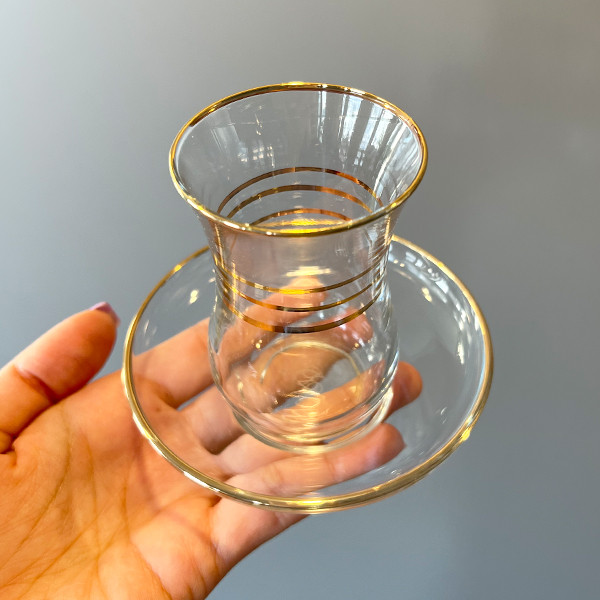 ست استکان و نعلبکی 12 پارچه پاشاباغچه مدل لب طلا