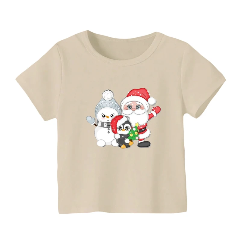 تی شرت آستین کوتاه بچگانه مدل پنگوئن کریسمس کد 4