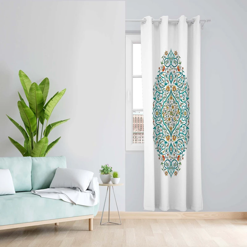 پرده طرح ترنج مدل مخمل پانچی کد 5555R z سایز 140x200 سانتی متر