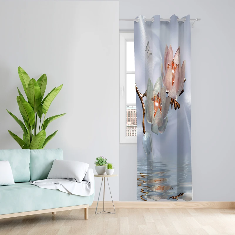 پرده طرح گل مرواریدی مدل مخمل پانچی کد  L 249 Z سایز 140x200 سانتی متر