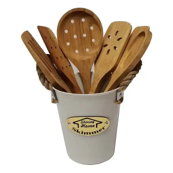 سرویس کفگیر 6 پارچه مدل چوبی 10405 به همراه استند