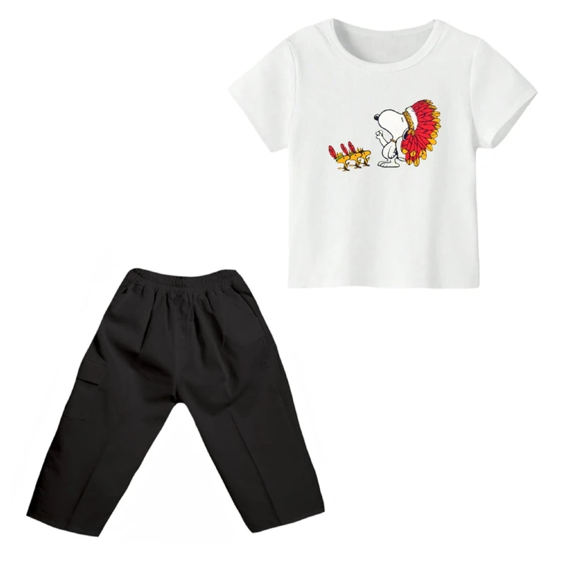 ست تی شرت و شلوارک پسرانه مدل اسنوپی کد ۳۷