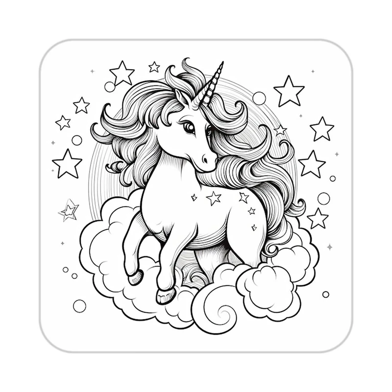 زیر لیوانی کاکتی طرح اسب تک شاخ و یونیکورن مدل mp32544