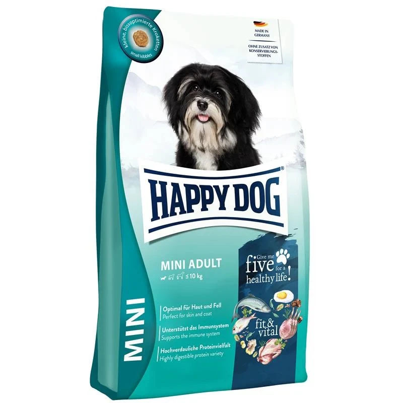 غذا خشک سگ بالغ هپی داگ مدل مینی ادالت Happy Dog Mini Adult با طعم گوشت بره، ماهی و مرغ وزن 10 کیلوگرم