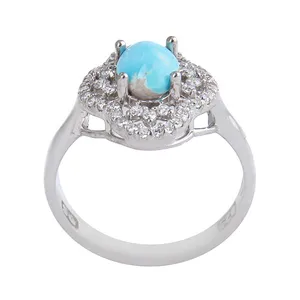 انگشتر نقره زنانه بازرگانی میلادی مدل سنگ فیروزه کد AWR_1016
