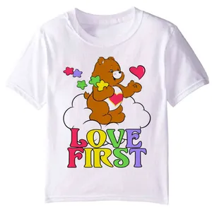 تی شرت آستین کوتاه دخترانه مدل ابر و خرس F11