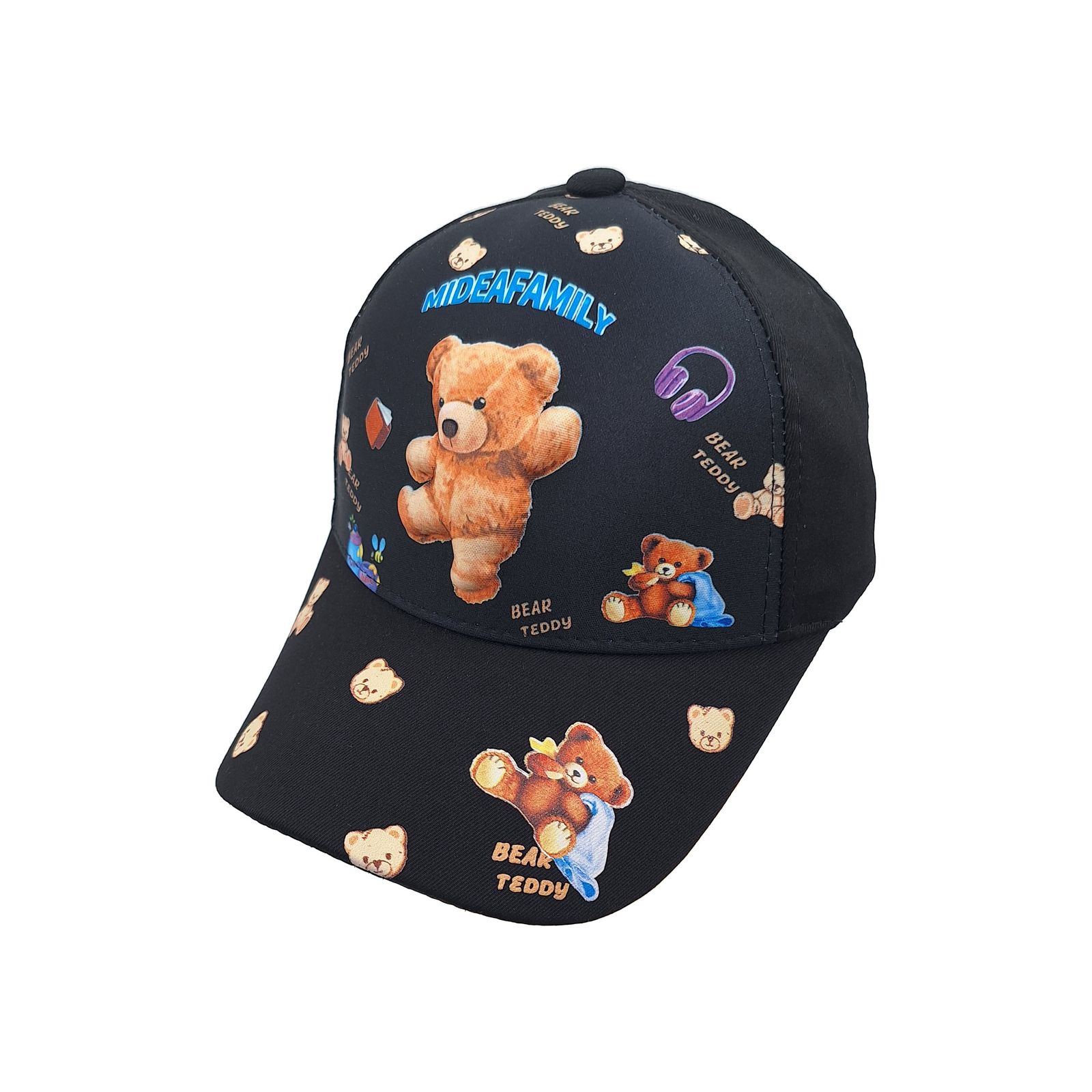 کلاه کپ پسرانه مدل خرس برجسته کد 1143 رنگ مشکی -  - 4