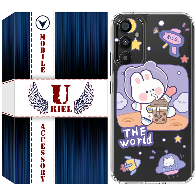 کاور یوریل مدل Clear کد 8 طرح خرگوش فضانورد مناسب برای گوشی موبایل سامسونگ Galaxy A34