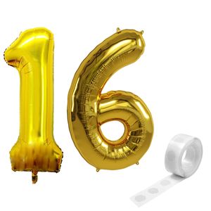 بادکنک فویلی و چسب بادکنک مسترتم طرح عدد 16 پلاس بسته 3 عددی