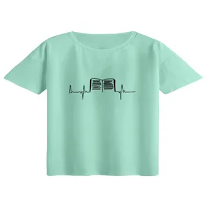 کراپ تی‌شرت آستین کوتاه زنانه مدل کتاب کد 1