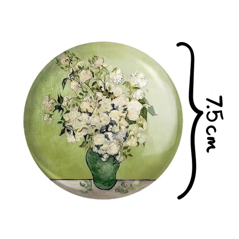 آینه جیبی خندالو مدل نقاشی گلدان رز اثر ونسان ونگوگ کد 25476