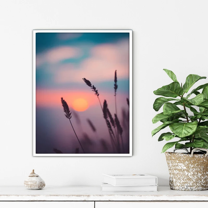 تابلو آتریسا طرح غروب آفتاب مدرن مدل ATFF367 فریم سفید