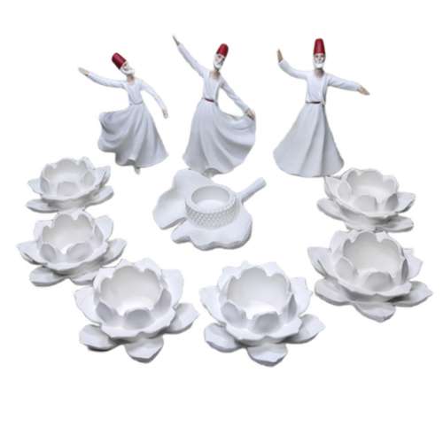 مجموعه ظروف هفت سین 10 پارچه مدل گل مرداب و رقص سماع کد 35