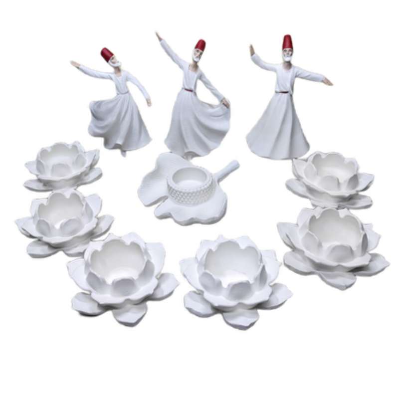 مجموعه ظروف هفت سین 10 پارچه مدل گل مرداب و رقص سماع کد 35
