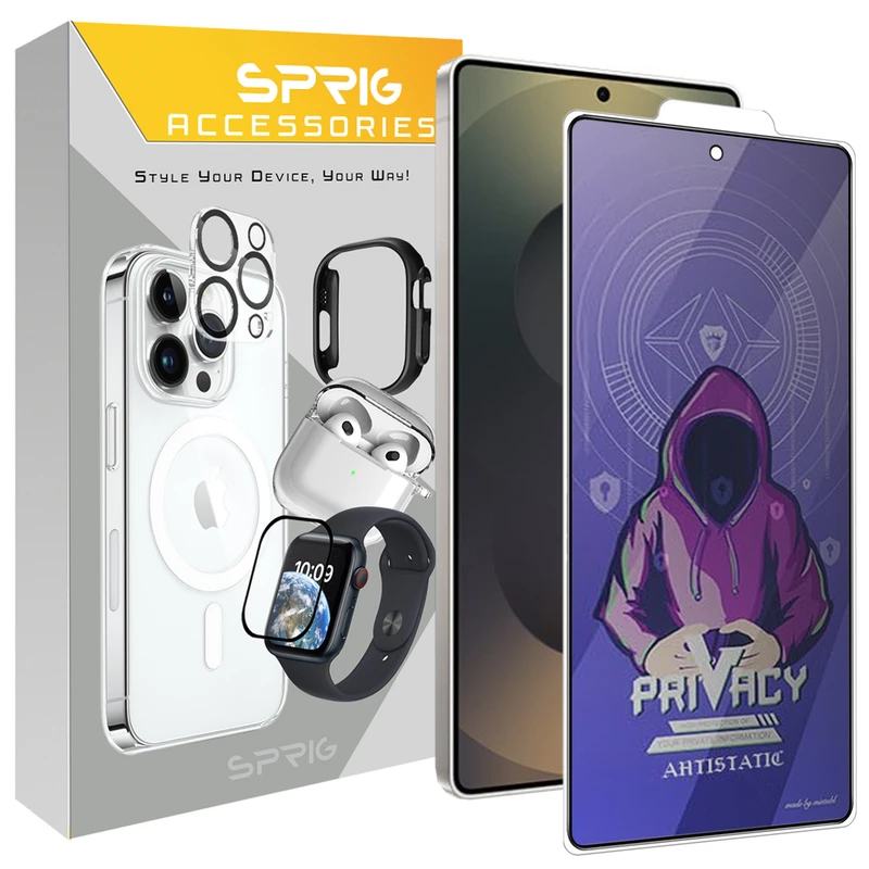 محافظ صفحه نمایش حریم شخصی اسپریگ مدل Privacy-Antistatic مناسب برای گوشی موبایل سامسونگ Galaxy S25 Ultra