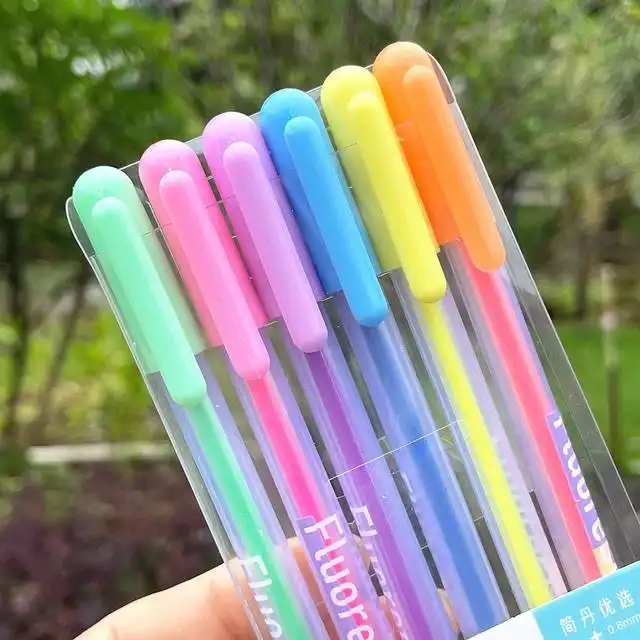 خودکار مدل فلورسنت طرح نئونی و پاستلی بسته 6 عددی