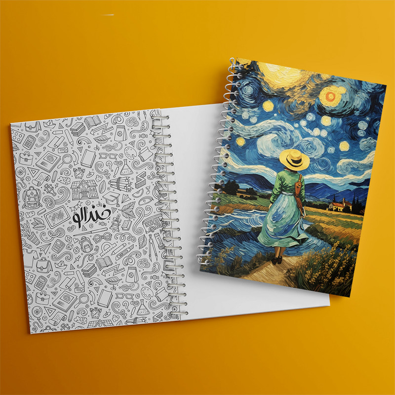 دفتر مشق 100 برگ خندالو طرح شب پر ستاره کد F5094