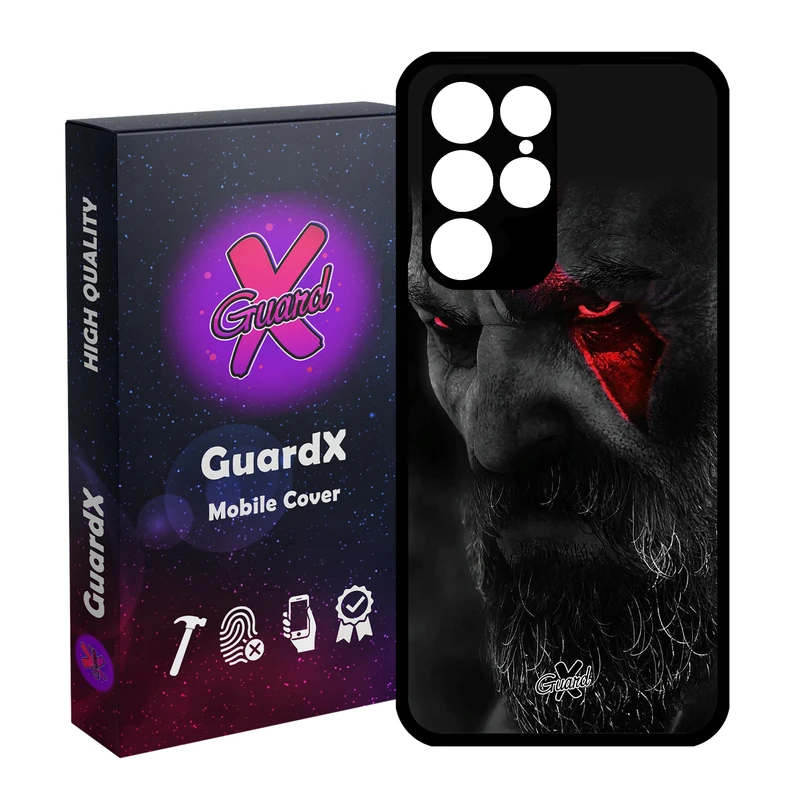 کاور گارد ایکس طرح God of War مدل Glass10349 مناسب برای گوشی موبایل سامسونگ Galaxy S22 Ultra