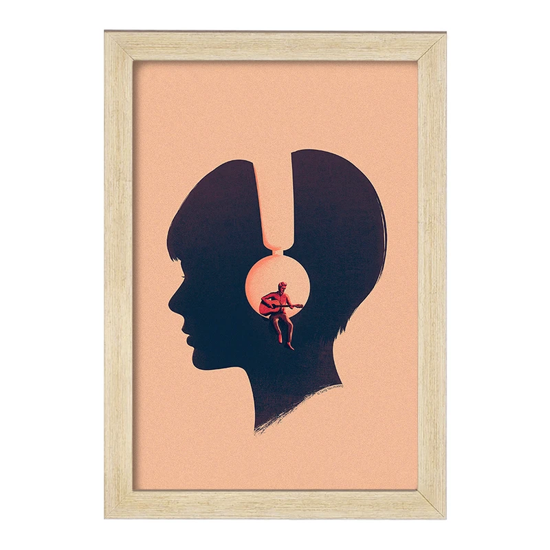 تابلو خندالو مدل دختر و هدفون کد F233