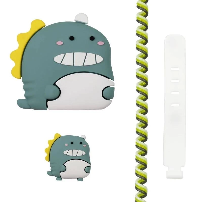  محافظ شارژر دیواری طرح دایناسور مدل 45 Watt به همراه محافظ کابل مجموعه 4 عددی