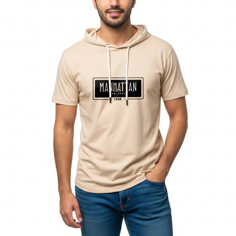 تی‌شرت کلاه‌دار آستین کوتاه مردانه مدل 14040602