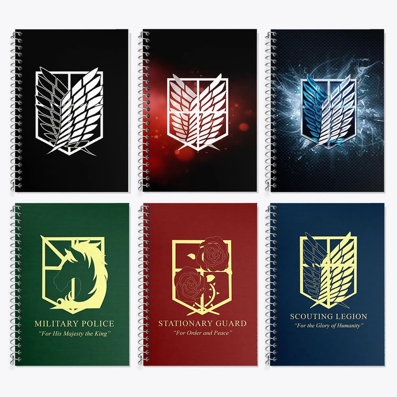 دفتر زبان 50 برگ خندالو مدل دو خط طرح انیمه اتک آن تایتان کد 621 مجموعه 6 عددی