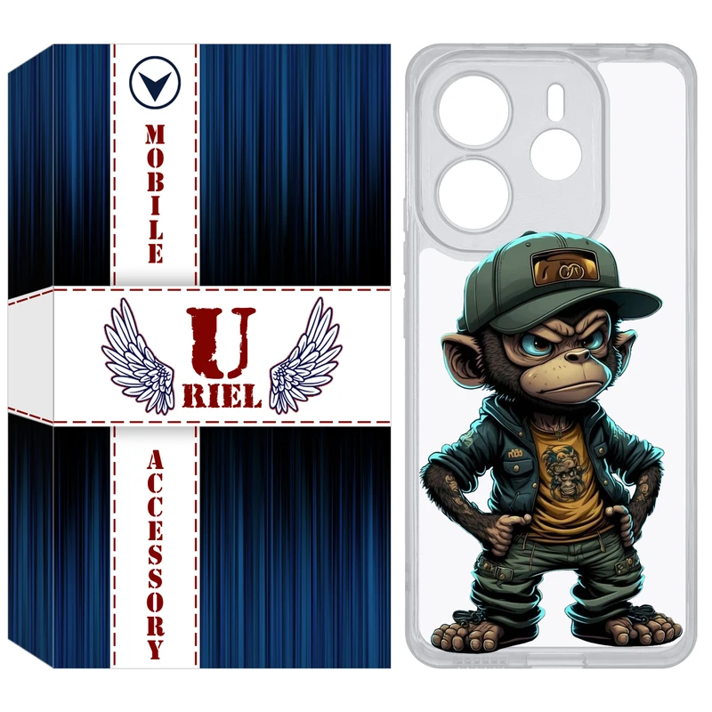 کاور یوریل مدل Clear کد 37 طرح Monkey مناسب برای گوشی موبایل شیائومی Redmi Note 14 4G